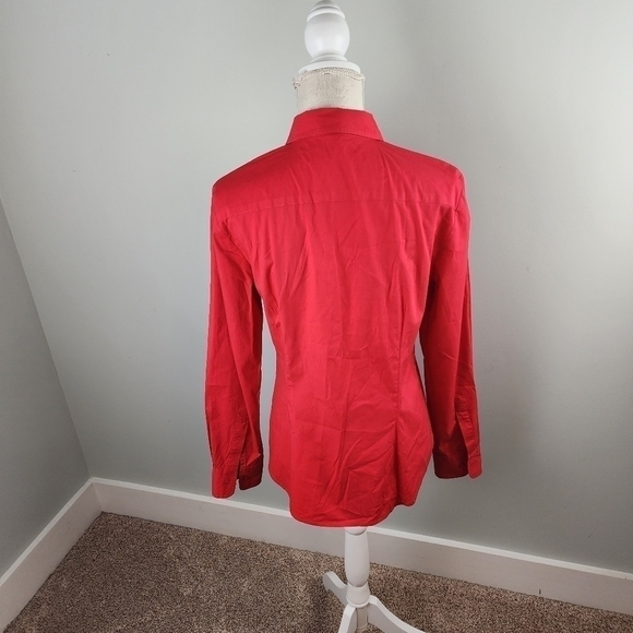 Moda International Long Sleeve Button Down Blouse Top Size Large Red - Picture 6 of 7